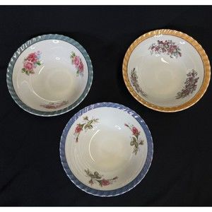 Vintage Yamatsu Japan Lusterware Soup Cereal Bowl Floral Design 7" Lot of 3
